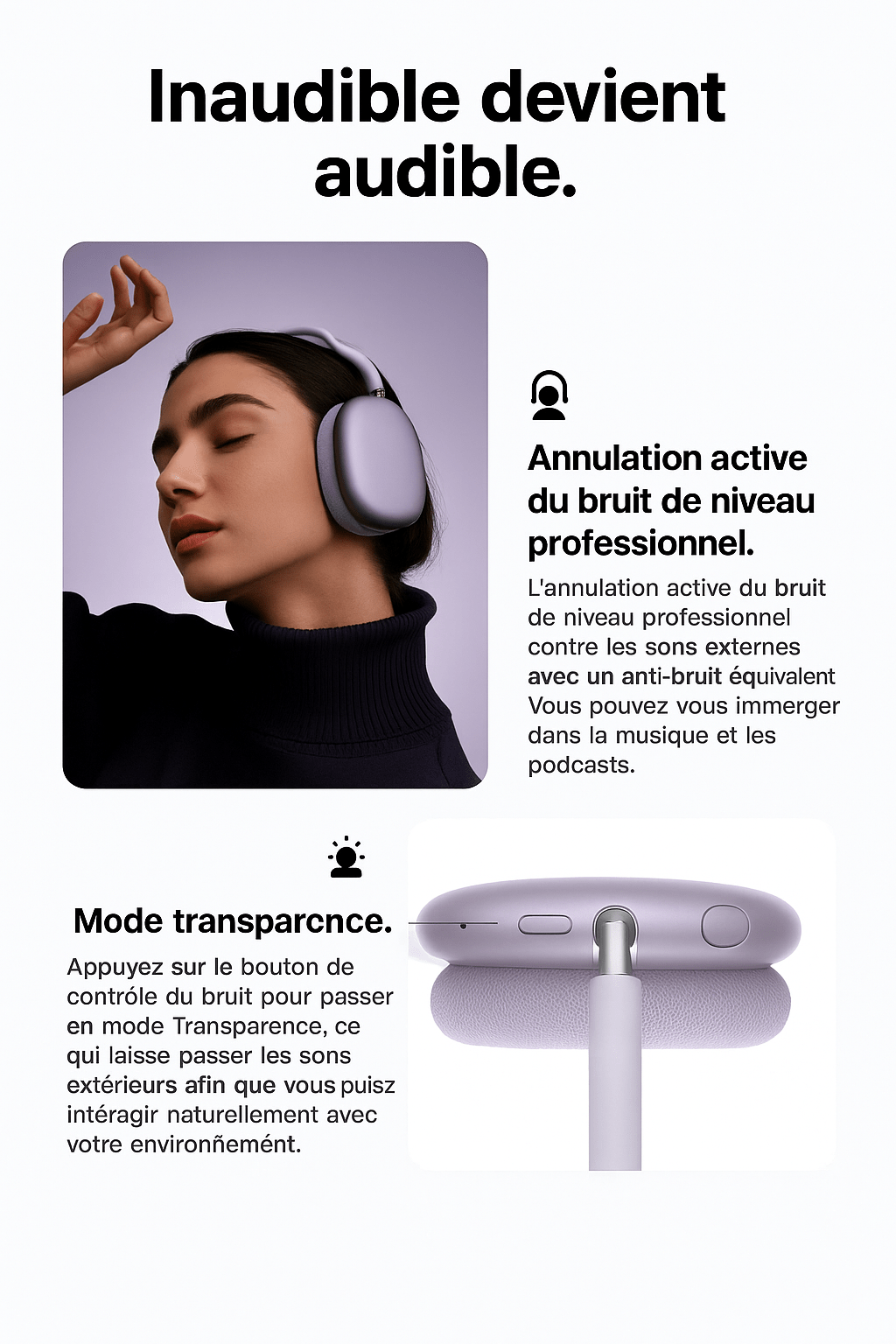 HOCO W65 Plus – Casque Bluetooth ANC HiFi Sans Fil